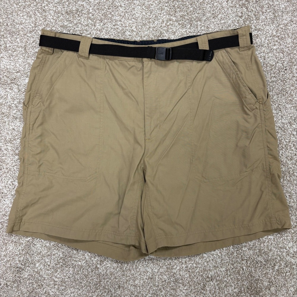 L.L. Bean Hiking Shorts Mens XXL Khaki Nylon Belted Trail Outdoor Gorpcore 0DUG9